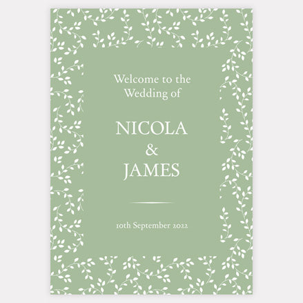 Delicate Leaf Pattern - Iridescent Wedding Sign Range