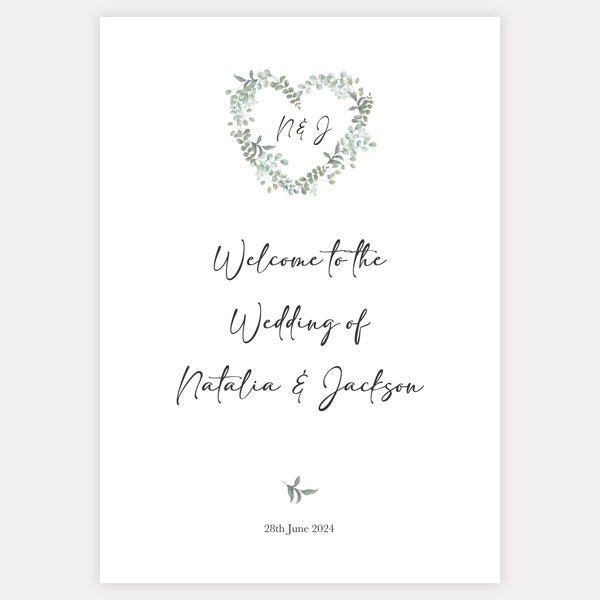 Eucalyptus Heart - Wedding Sign Range