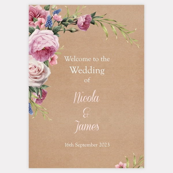 Kraft Vintage Flowers - Wedding Sign Range