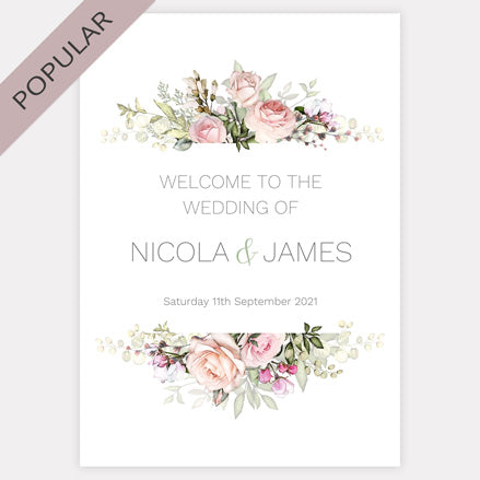 Pink Country Flowers - Wedding Sign Range