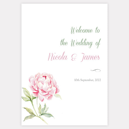 Pretty Pink Peony - Iridescent Wedding Sign Range