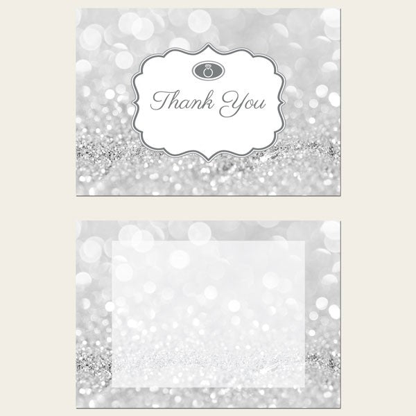 Thank You Cards - Silver Glitter Pattern