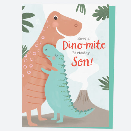 Son Birthday Card - Dinosaur Land - Dino-mite Birthday - Son
