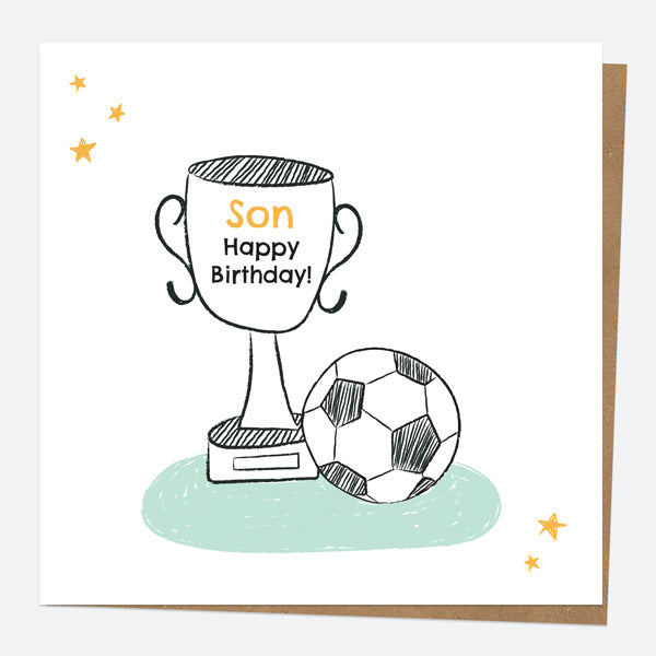Son Birthday Card - Football Trophy - Son