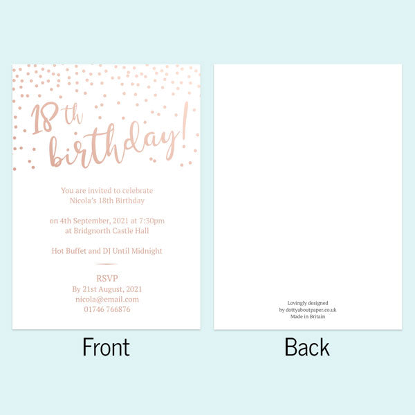 Foil 18th Birthday Invitations - Sparkly Typography - Pack of 10