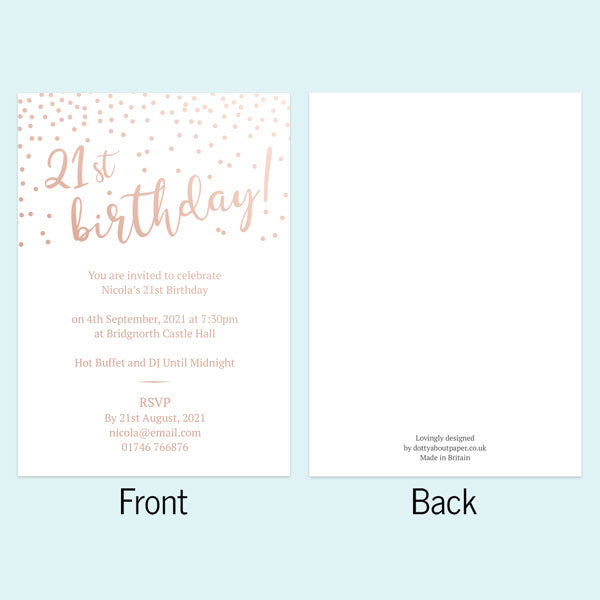 Foil 21st Birthday Invitations - Sparkly Typography - Pack of 10