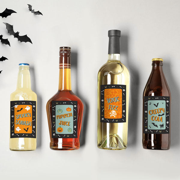 Spooky Fun - Halloween Bottle Labels - Assorted Pack of 9