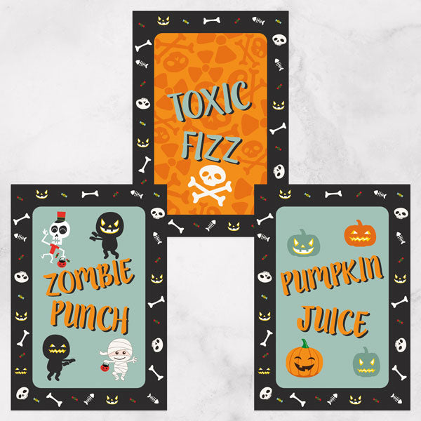 Spooky Fun - Halloween Bottle Labels - Assorted Pack of 9