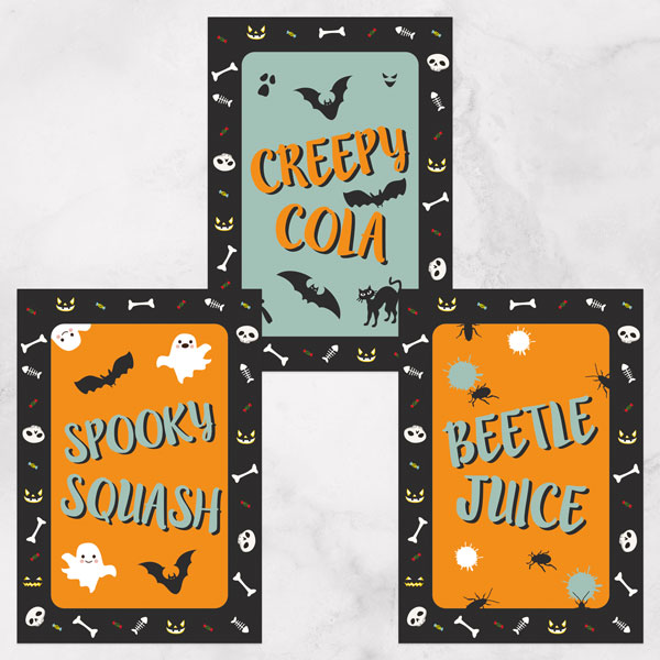 Spooky Fun - Halloween Bottle Labels - Assorted Pack of 9