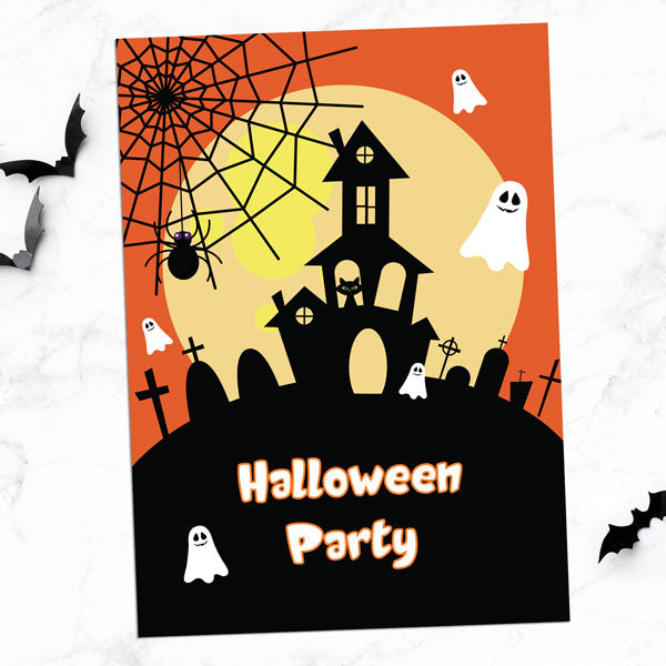 Halloween Party Invitations - Spooky Ghosts - Pack of 10