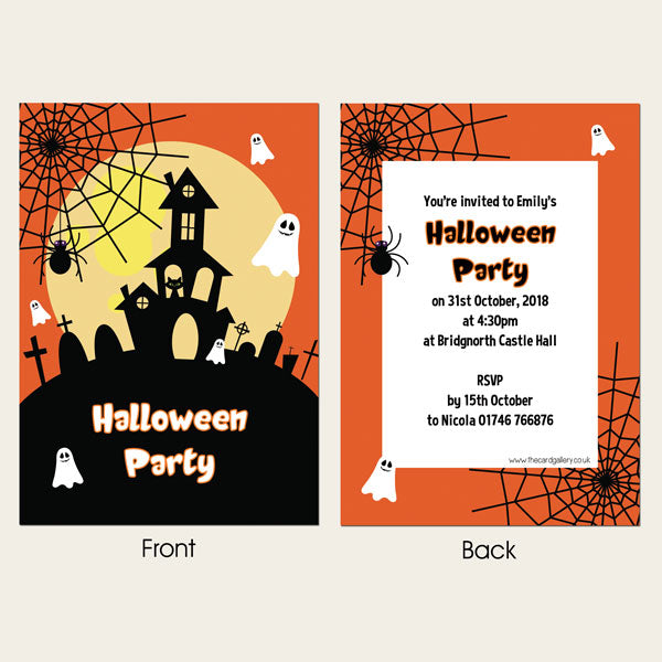 Halloween Party Invitations - Spooky Ghosts - Pack of 10