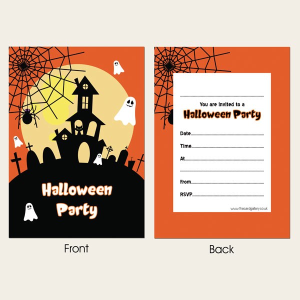 Halloween Party Invitations - Spooky Ghosts - Pack of 10