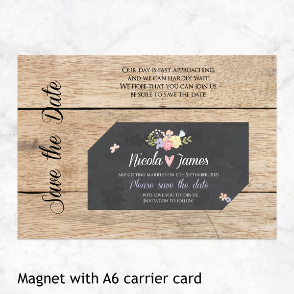 Pastel Chalkboard Flowers Save the Date Magnets