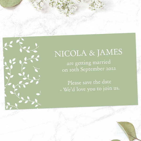 Delicate Leaf Pattern Iridescent Save the Date Magnets