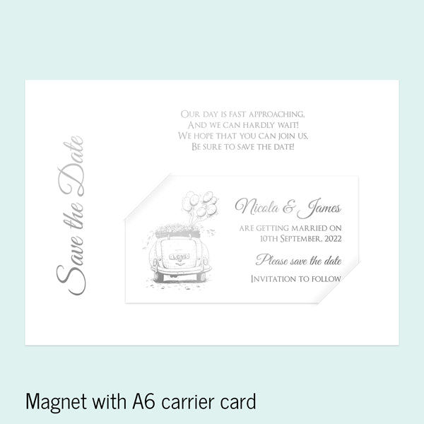 Vintage Wedding Car - Foil Save the Date Magnets