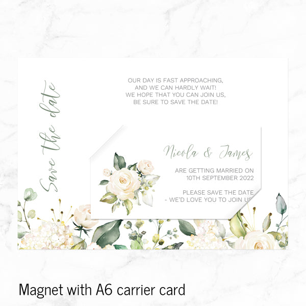 White Flower Garland - Save the Date Magnets