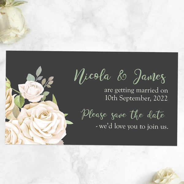 Black & Cream Roses Save the Date Magnets