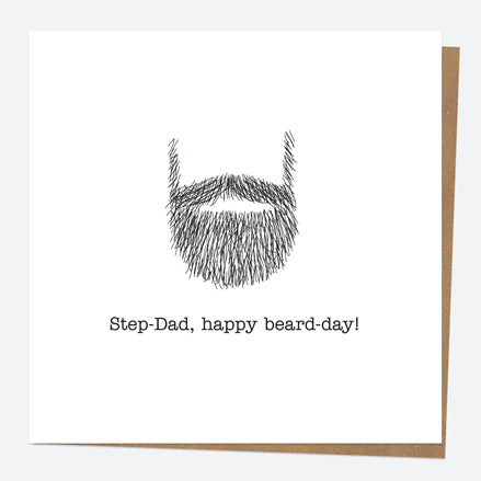 Step-Dad Birthday Card - Hand Drawn Funnies - Beard - Beard-day