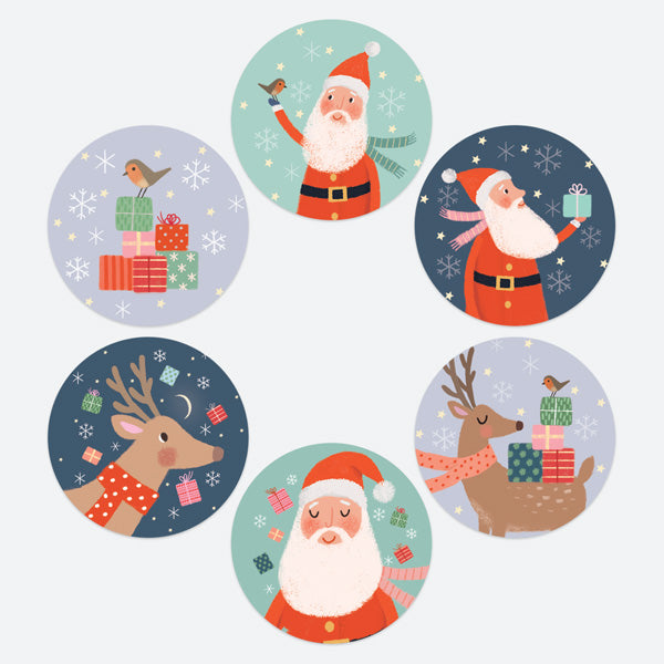 Delivering Presents - Christmas Stickers - Pack of 48