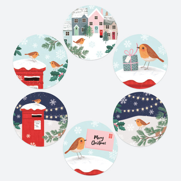 Postbox & Robin - Special Delivery - Christmas Stickers - Pack of 48