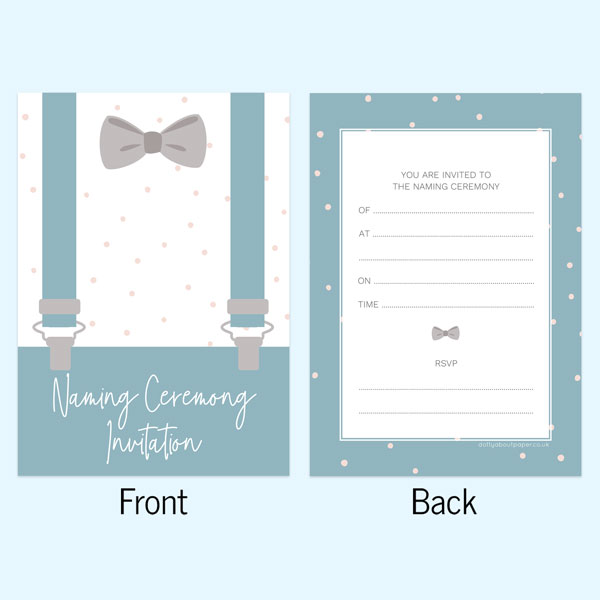 Naming Ceremony Invitations - Suited & Booted - Pack of 10