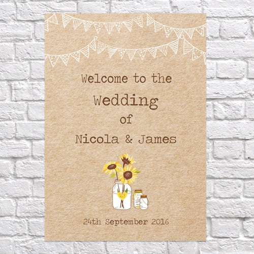 Sunflowers & Bunting - Wedding Sign Range