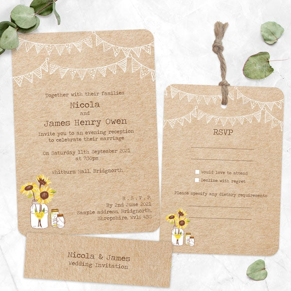 Sunflowers & Bunting - Boutique Evening Invitation