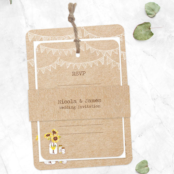 Sunflowers & Bunting - Boutique Wedding Invitation & RSVP