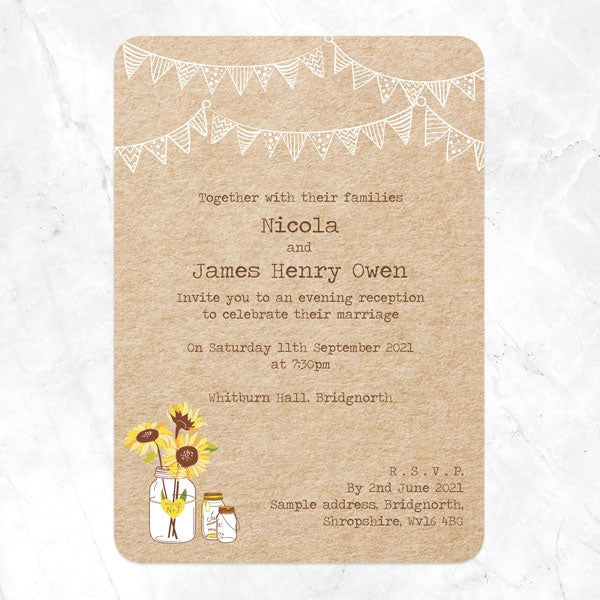 Sunflowers & Bunting - Boutique Evening Invitation