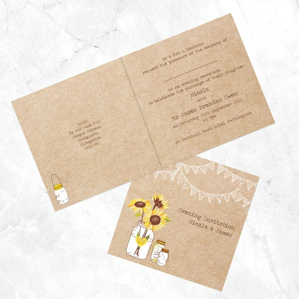 Sunflowers and Bunting Evening Invitation