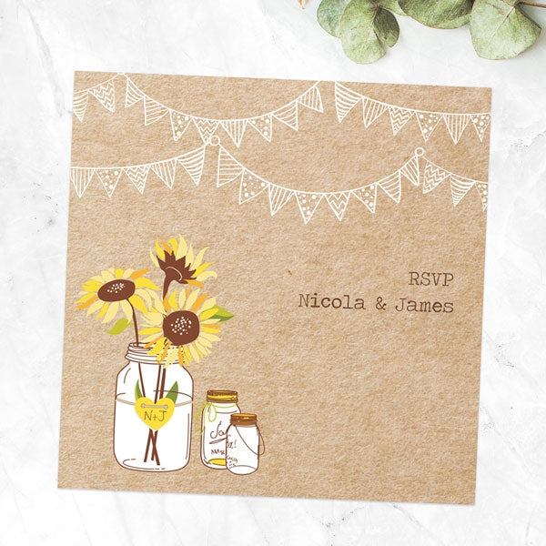 Sunflowers and Bunting RSVP Cards