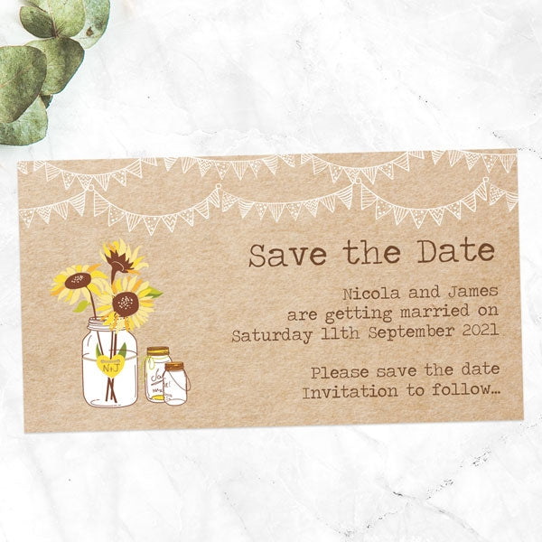 Sunflowers and Bunting Save the Date Magnets