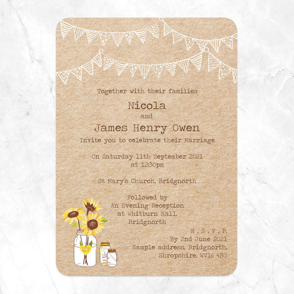 Sunflowers & Bunting - Boutique Wedding Invitation & RSVP