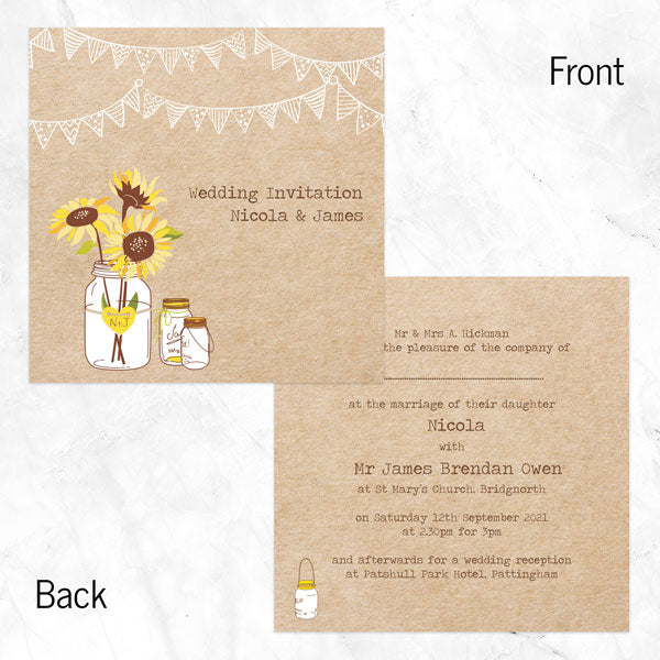 Sunflowers and Bunting Wedding Invitation