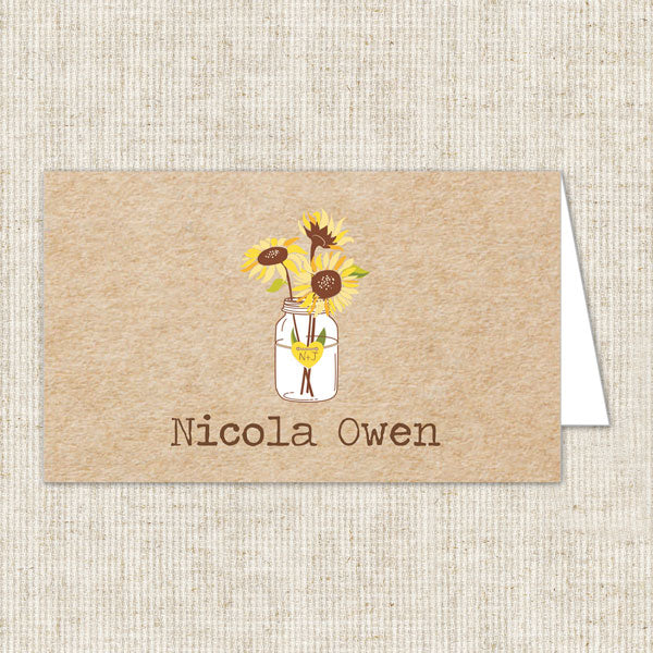 Sunflowers and Bunting Place Card