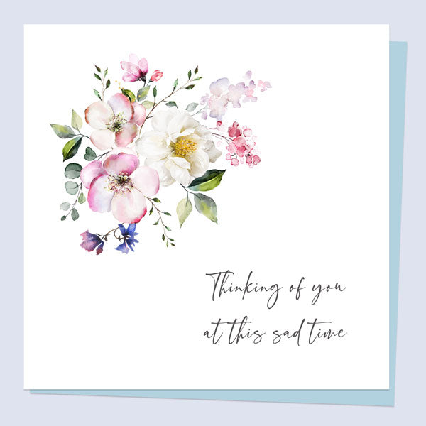 Sympathy Card - Botanical Watercolour Flowers Thinking of You
