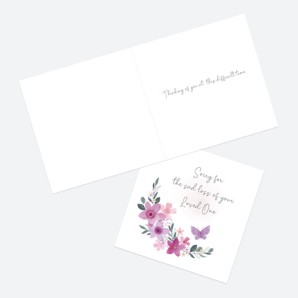 Sympathy Card - Flowers & Butterflies- Loved One
