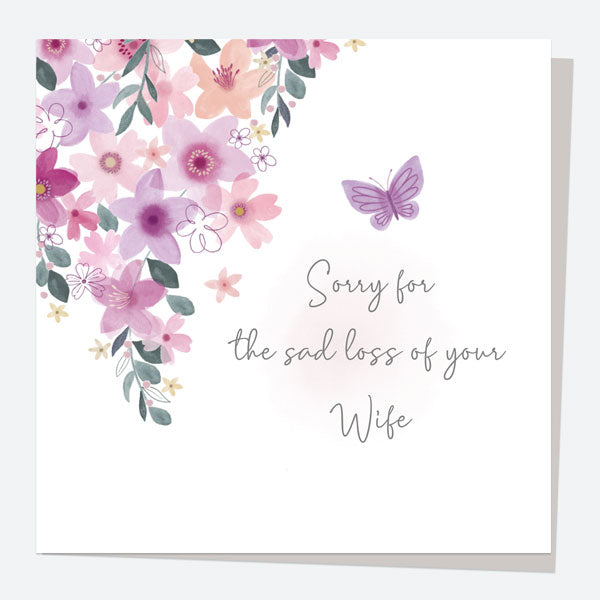Sympathy Card - Flowers & Butterflies- Wife