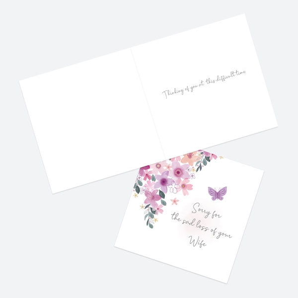 Sympathy Card - Flowers & Butterflies- Wife