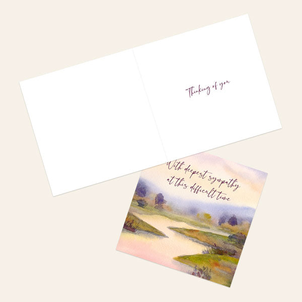 Sympathy Card - Watercolour River Scene With Deepest Sympathy