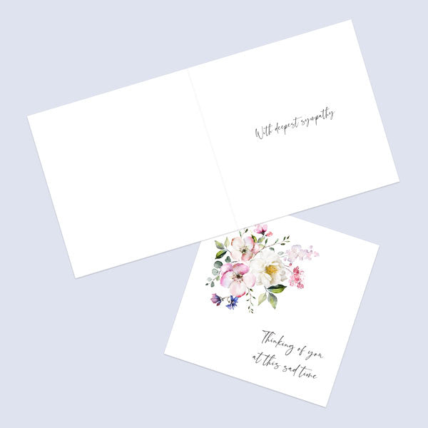 Sympathy Card - Botanical Watercolour Flowers Thinking of You