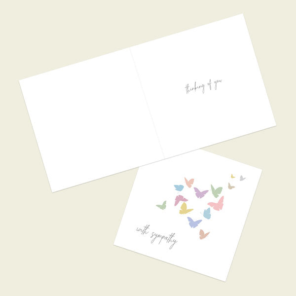 Sympathy Card - Pastel Butterflies With Sympathy