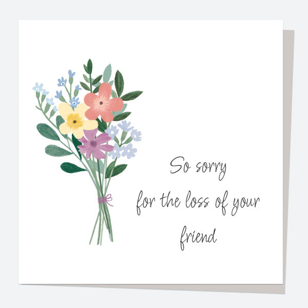 Sympathy Card - Purple Tied Flower Bunch - Friend