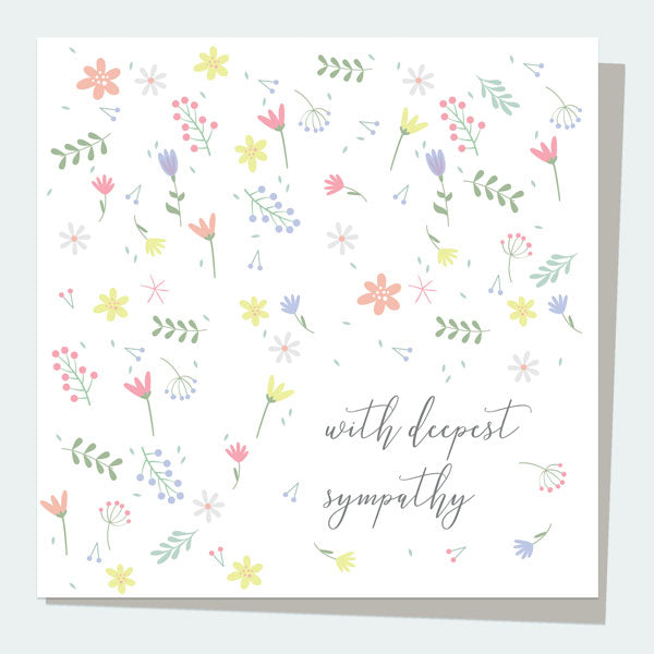 Sympathy Card - Scattered Flowers With Deepest Sympathy
