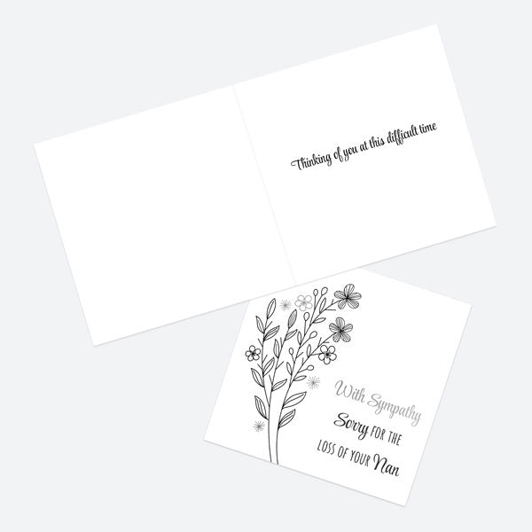 Sympathy Card - Silver Monochrome Posy - Nan