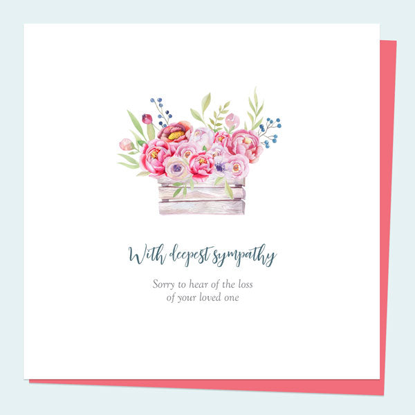Sympathy Card - Vintage Garden Flowers With Deepest Sympathy