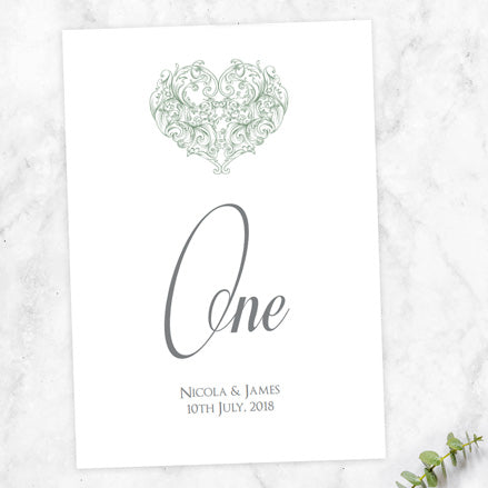 Je t'aime Table Name/Number