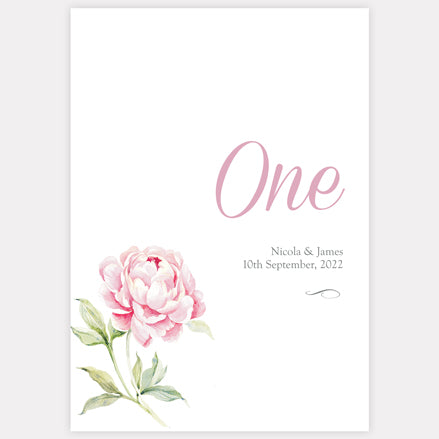 Pretty Pink Peony Iridescent Table Name/Number