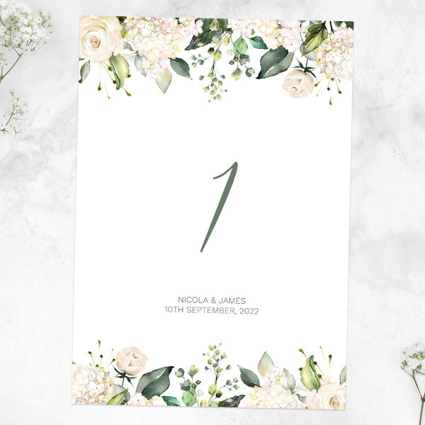 White Flower Garland - Table Name/Number