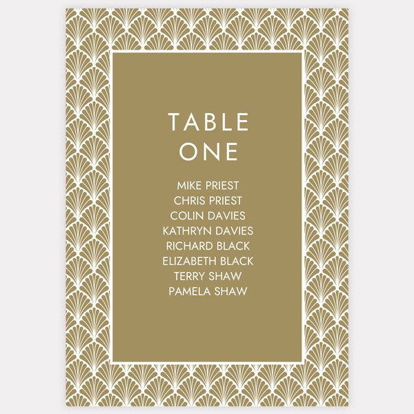 Art Deco Elegance - Iridescent Table Plan Cards